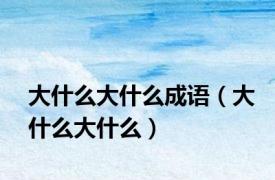 大什么大什么成语（大什么大什么）