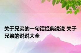 关于兄弟的一句话经典说说 关于兄弟的说说大全