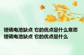 锂硫电池缺点 它的优点是什么意思 锂硫电池缺点 它的优点是什么