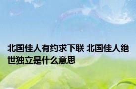 北国佳人有约求下联 北国佳人绝世独立是什么意思