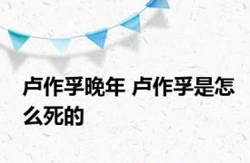 卢作孚晚年 卢作孚是怎么死的