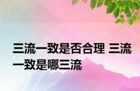 三流一致是否合理 三流一致是哪三流