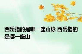 西岳指的是哪一座山脉 西岳指的是哪一座山