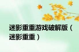 迷影重重游戏破解版（迷影重重）