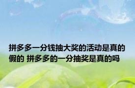 拼多多一分钱抽大奖的活动是真的假的 拼多多的一分抽奖是真的吗