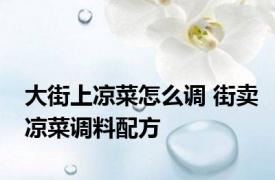 大街上凉菜怎么调 街卖凉菜调料配方