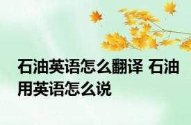 石油英语怎么翻译 石油用英语怎么说
