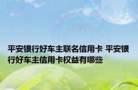 平安银行好车主联名信用卡 平安银行好车主信用卡权益有哪些