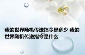 我的世界随机传送指令是多少 我的世界随机传送指令是什么
