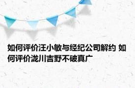 如何评价汪小敏与经纪公司解约 如何评价泷川吉野不破真广