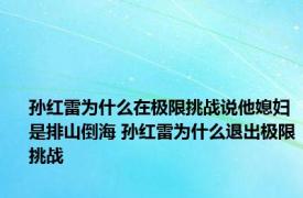 孙红雷为什么在极限挑战说他媳妇是排山倒海 孙红雷为什么退出极限挑战