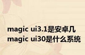 magic ui3.1是安卓几 magic ui30是什么系统
