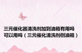 三元催化器清洗剂加到油箱有用吗可以用吗（三元催化清洗剂倒油箱）