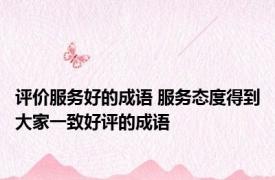 评价服务好的成语 服务态度得到大家一致好评的成语