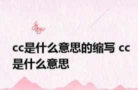 cc是什么意思的缩写 cc是什么意思