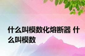 什么叫模数化熔断器 什么叫模数