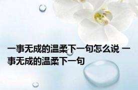 一事无成的温柔下一句怎么说 一事无成的温柔下一句