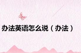 办法英语怎么说（办法）