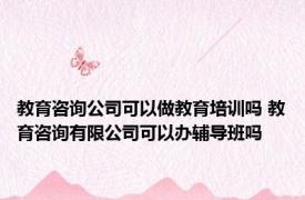 教育咨询公司可以做教育培训吗 教育咨询有限公司可以办辅导班吗