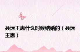 聂远王惠什么时候结婚的（聂远王惠）