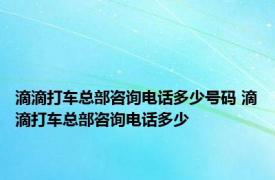 滴滴打车总部咨询电话多少号码 滴滴打车总部咨询电话多少