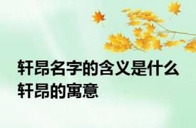 轩昂名字的含义是什么 轩昂的寓意