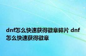 dnf怎么快速获得徽章碎片 dnf怎么快速获得徽章