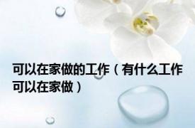 可以在家做的工作（有什么工作可以在家做）