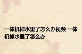 一体机掉水里了怎么办视频 一体机掉水里了怎么办