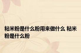 粘米粉是什么粉用来做什么 粘米粉是什么粉