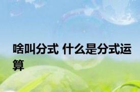 啥叫分式 什么是分式运算