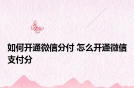 如何开通微信分付 怎么开通微信支付分