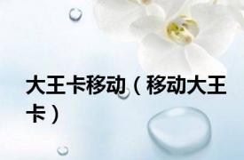 大王卡移动（移动大王卡）