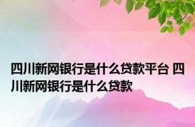 四川新网银行是什么贷款平台 四川新网银行是什么贷款