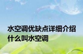 水空调优缺点详细介绍 什么叫水空调