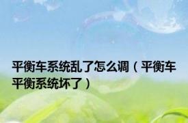 平衡车系统乱了怎么调（平衡车平衡系统坏了）