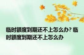 临时额度到期还不上怎么办? 临时额度到期还不上怎么办