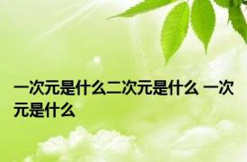 一次元是什么二次元是什么 一次元是什么