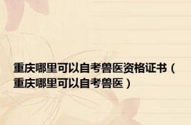 重庆哪里可以自考兽医资格证书（重庆哪里可以自考兽医）