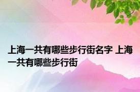 上海一共有哪些步行街名字 上海一共有哪些步行街
