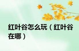 红叶谷怎么玩（红叶谷在哪）