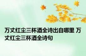 万丈红尘三杯酒全诗出自哪里 万丈红尘三杯酒全诗句