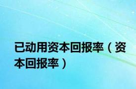 已动用资本回报率（资本回报率）