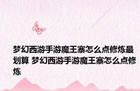 梦幻西游手游魔王寨怎么点修炼最划算 梦幻西游手游魔王寨怎么点修炼