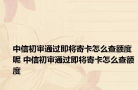 中信初审通过即将寄卡怎么查额度呢 中信初审通过即将寄卡怎么查额度