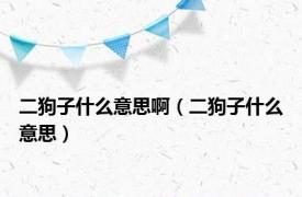 二狗子什么意思啊（二狗子什么意思）