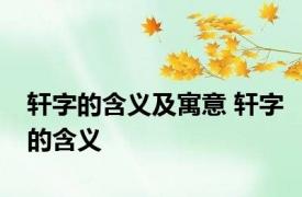 轩字的含义及寓意 轩字的含义