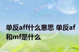 单反aff什么意思 单反af和mf是什么
