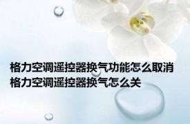 格力空调遥控器换气功能怎么取消 格力空调遥控器换气怎么关