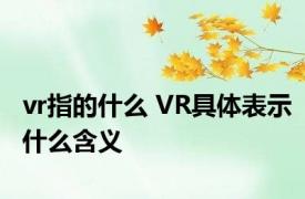 vr指的什么 VR具体表示什么含义